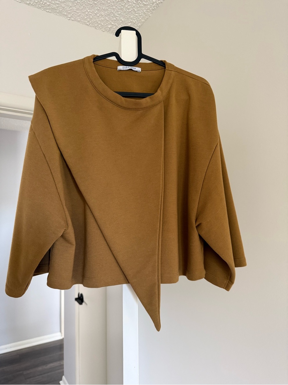 Zara Camel Asymmetric Cape Sweater
